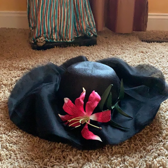 Irene of New York Hat Wide Brim Straw and Organza Kentucky Derby - Picture 3 of 11